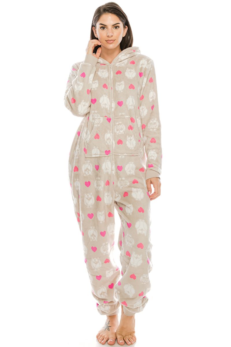 Flannel Jumpsuit Pj W/ Hoodie