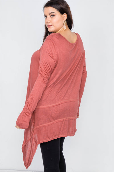 Asymmetrical Hem Seamed Sweater