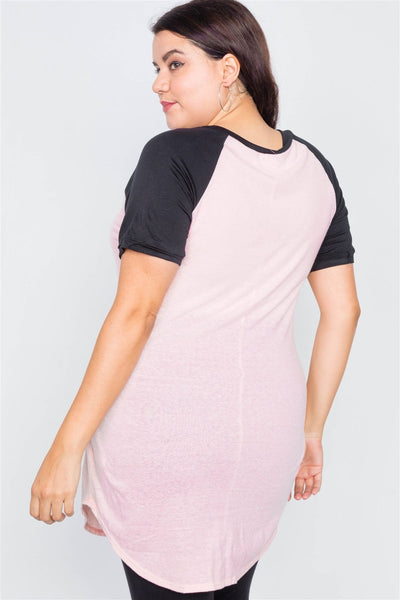 Plus Size Washed Round Hem Shirt Dress