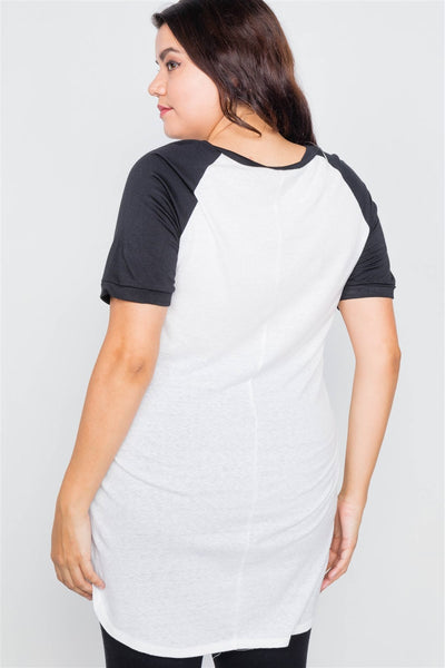 Plus Size Washed Round Hem Shirt Dress