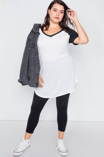 Plus Size Washed Round Hem Shirt Dress