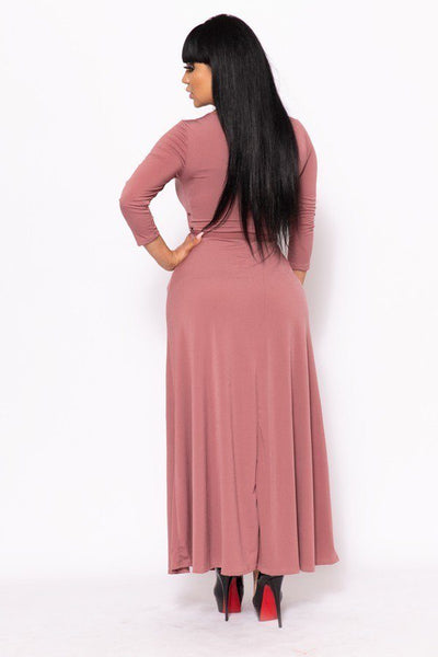 Solid, V-neck Maxi Dress