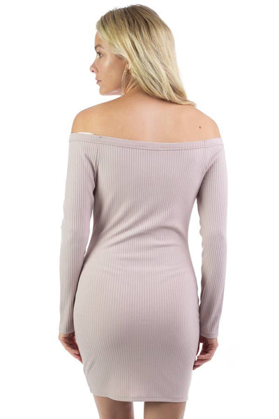 Off Shoulder Ribbed Dress