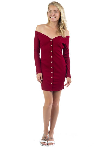 Off Shoulder Ribbed Dress