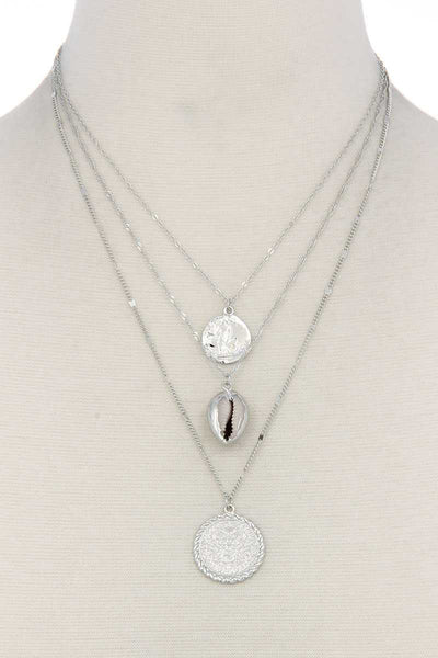 Seashell Coin Charm Layered Necklace