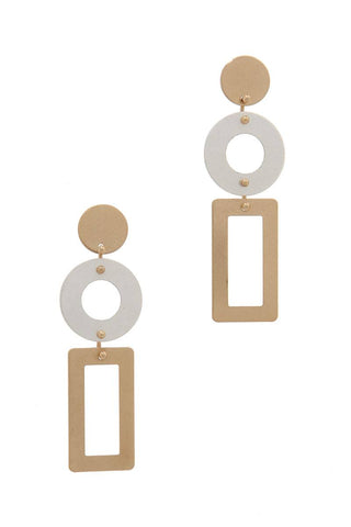 Cut Out Rectangular Shape Post Drop Earring