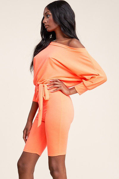 Slouchy Solid French Terry 3/4 Sleeve Romper