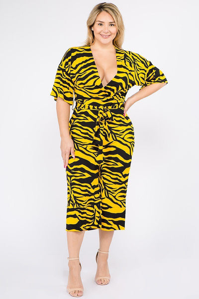 Multi Color Zebra Print Short Sleeve Jumpsuit