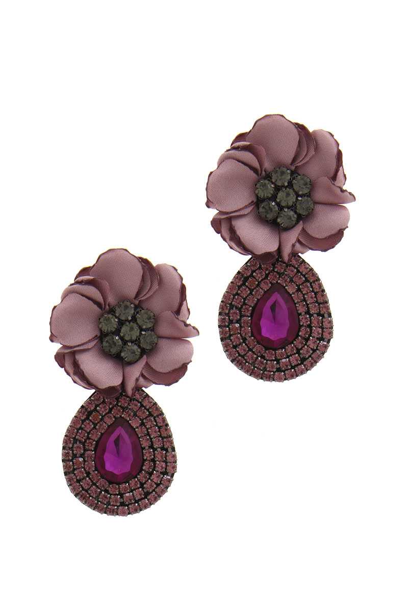 Flower Rhinestone Post Drop Earring