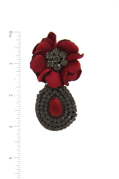 Flower Rhinestone Post Drop Earring