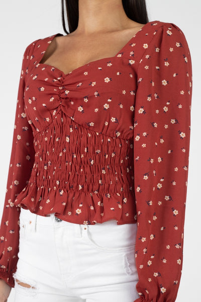 Floral Sweetheart Ruffle Top