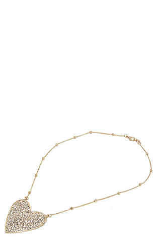 Multi Rhinestone Heart Pendant Necklace