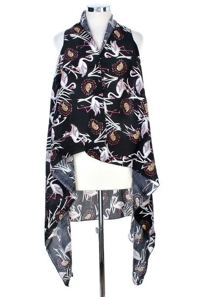 Draped Flamingo Printed Vest