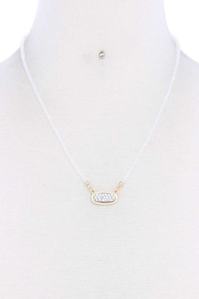 Fashion Beaded Oval Pendant Necklace And Earring Set