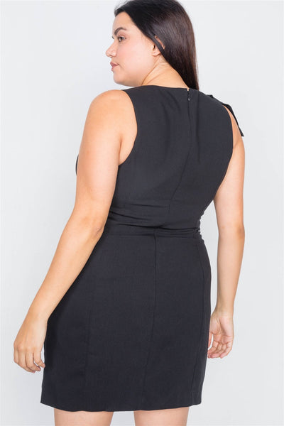 Plus Size Trim Frill Sleeve Mini Dress