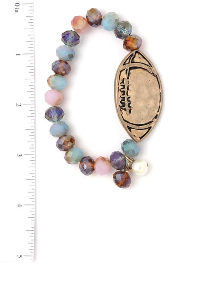 Fashion Bead Football Charm Bracelet