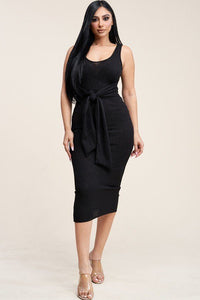 Embellished Rib Knit Sleeveless Midi Dress
