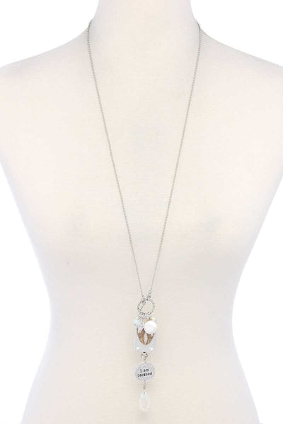 I Am Bless Charm Dangle Pendant Necklace