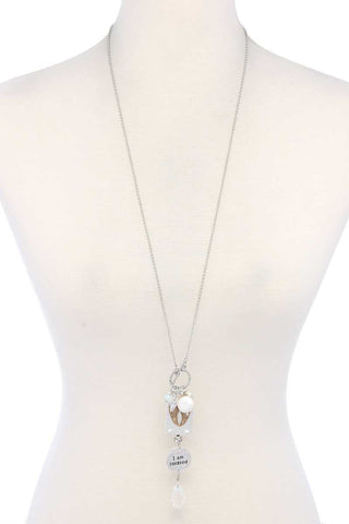 I Am Bless Charm Dangle Pendant Necklace