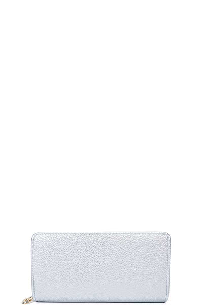 Fashion Solid Color Double Side Long Wallet With Hand Strap
