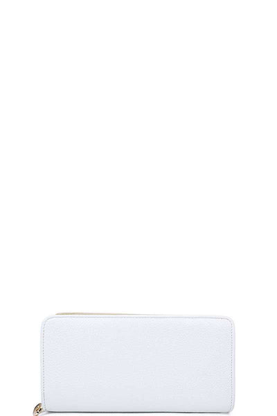 Fashion Solid Color Double Side Long Wallet With Hand Strap