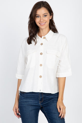 High Low Button Front Shirt