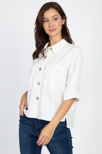 High Low Button Front Shirt