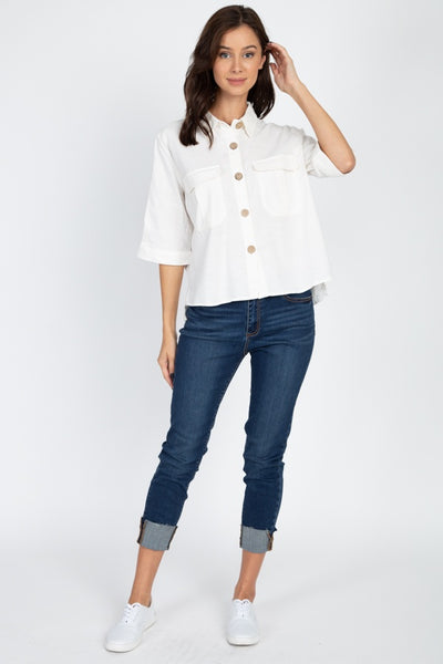 High Low Button Front Shirt