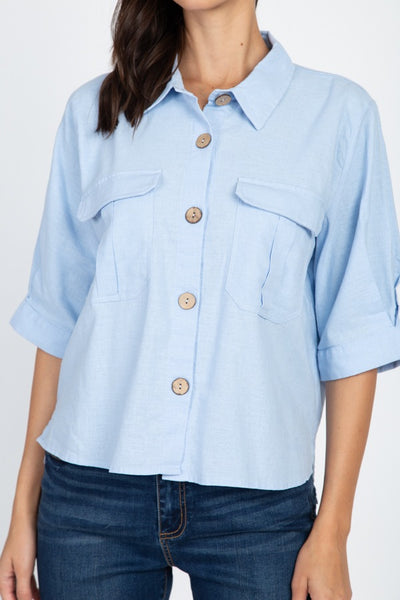 High Low Button Front Shirt
