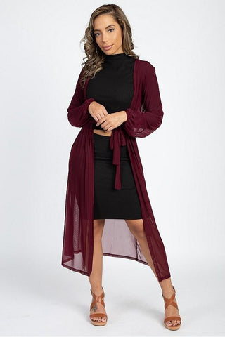 Sheer Mesh Open Front Cardigan