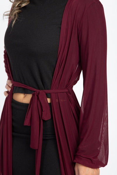 Sheer Mesh Open Front Cardigan