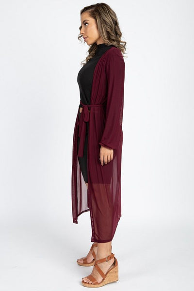 Sheer Mesh Open Front Cardigan