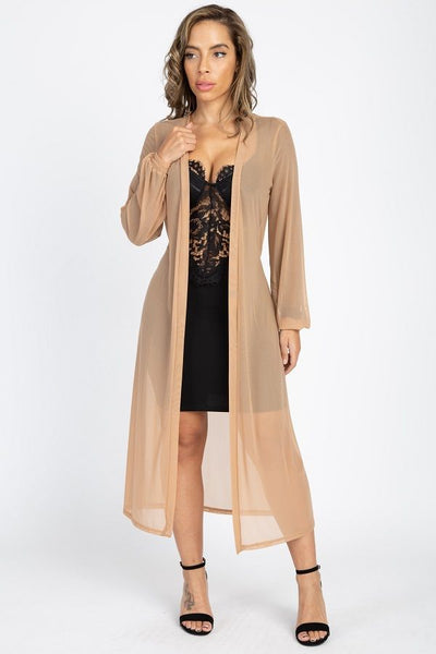 Sheer Mesh Open Front Cardigan