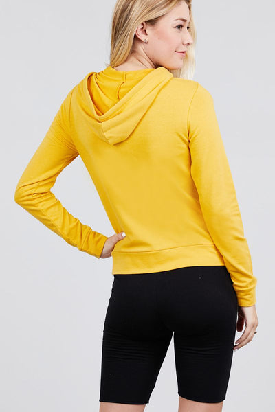 Long Sleeve Zipper French Terry Jacket W/ Kangaroo Pocket