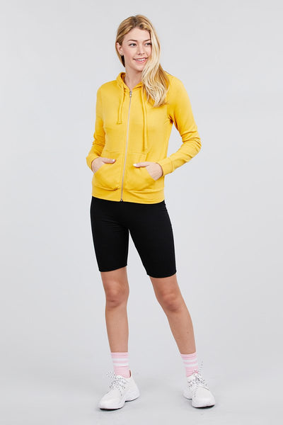 Long Sleeve Zipper French Terry Jacket W/ Kangaroo Pocket