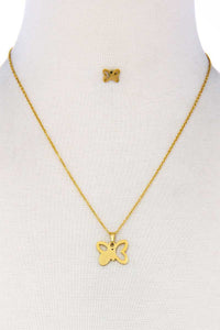 Cute Fashion Butterfly Pendant Necklace And Earring Set