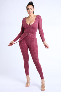 Cable Knit Shaped Jersey Jumpsuit