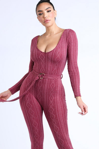 Cable Knit Shaped Jersey Jumpsuit