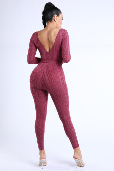 Cable Knit Shaped Jersey Jumpsuit