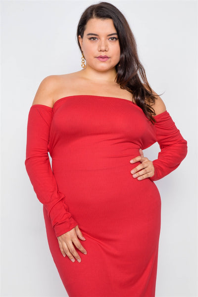 Plus Size Ribbed Black Maxi Dress
