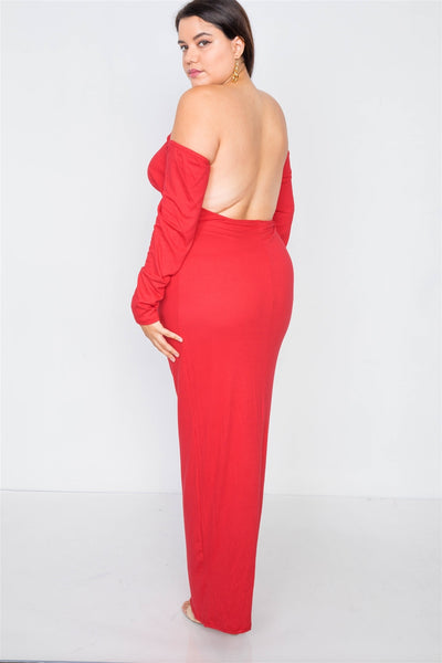 Plus Size Ribbed Black Maxi Dress