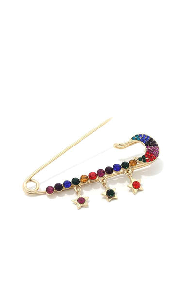 Rhinestone Star Dangle Brooch