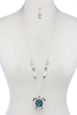 Turtle Pendant Beaded Necklace