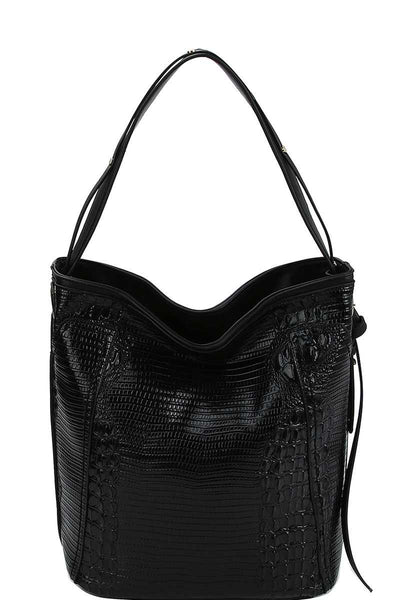 Chillx Fashion Croco Pattern Convertible Bucket Hobo Bag