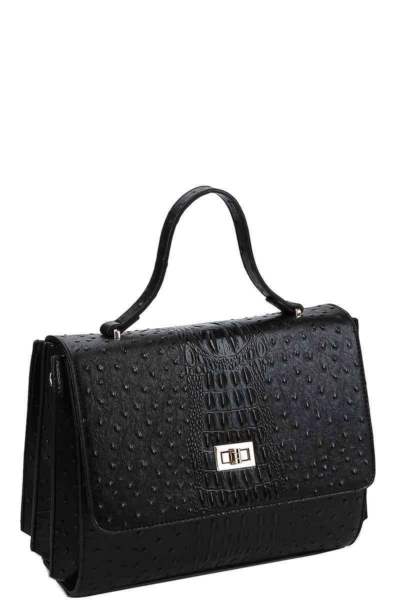 Modern Fashion Croco Pattern Satchel With Long Strap