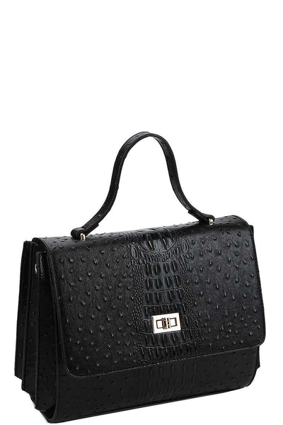 Modern Fashion Croco Pattern Satchel With Long Strap