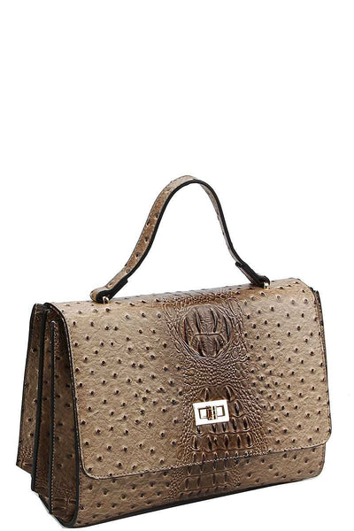 Modern Fashion Croco Pattern Satchel With Long Strap