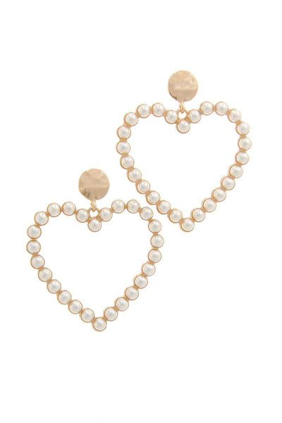 Pearl Heart Shape Post Drop Earring
