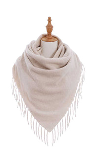 Stylish Solid Color Square Scarf With Fringe