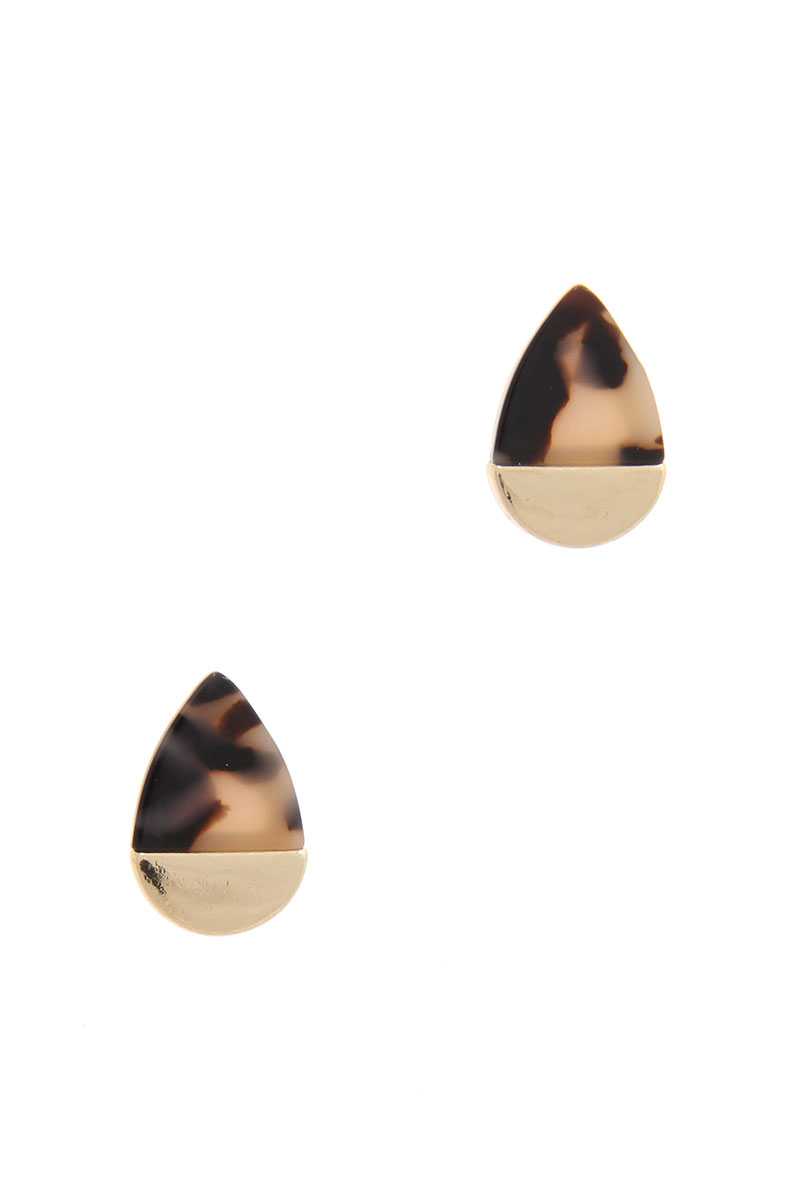 Half Acetate Half Metal Teardrop Shape Earring